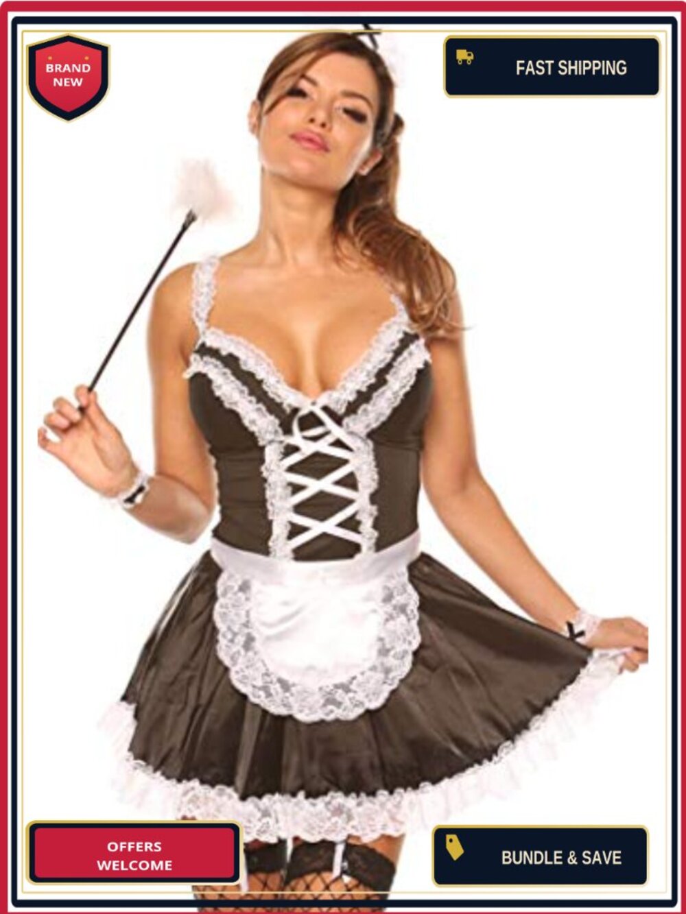 Velvet Kitten Lingerie Bedroom Maid Costume Satin Ruffle Lace Diva